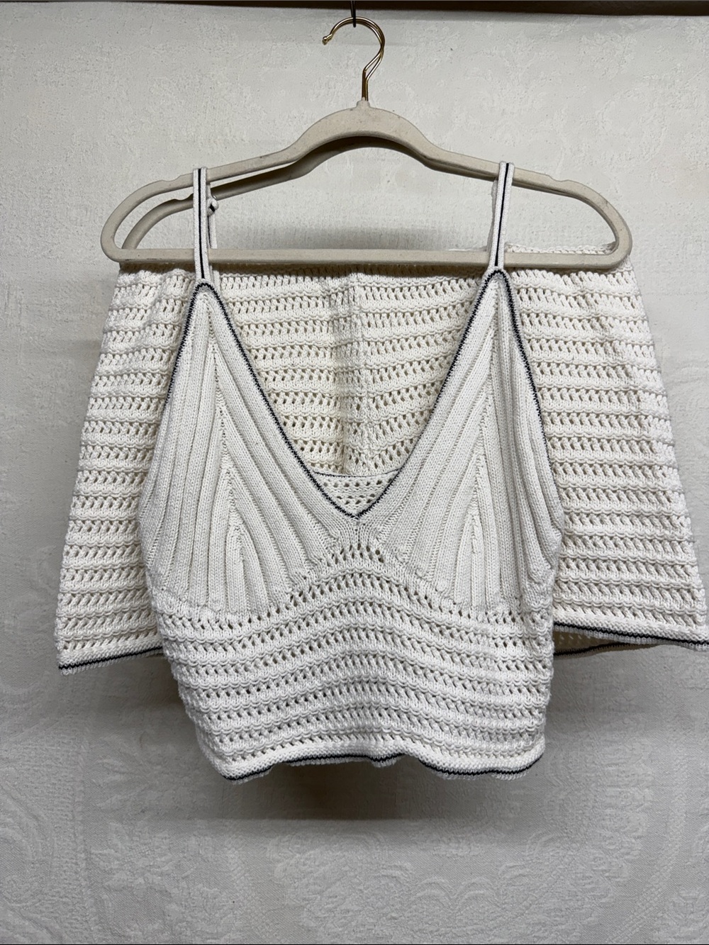 White Knit Cropped Cami Top and shorts - Women